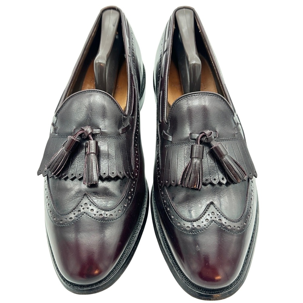 Allen Edmonds Mansfield Tassel Shoes Loafers 9D Oxblood Wingtip Kiltie w/Trees